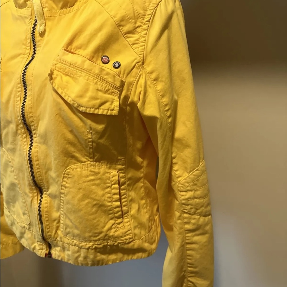 Vintage Gsussindustries  Women’s Hooded Yellow Moto Jacket Size Small